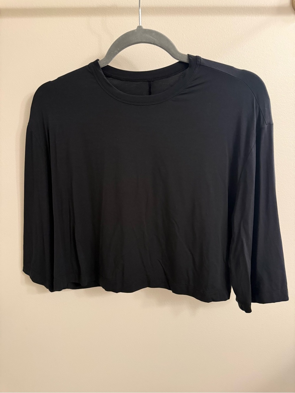 lululemon athletica Modal Black Long-Sleeve Crew Crop Top